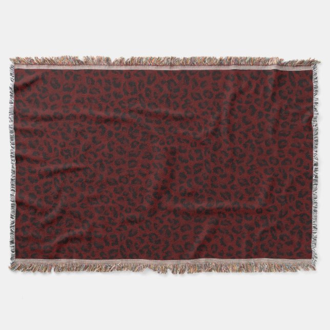 Red Leopard Skin Throw Blanket Decke (Vorderseite)