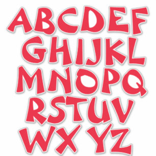 Red Letters White Alphabet Wall Aufkleber