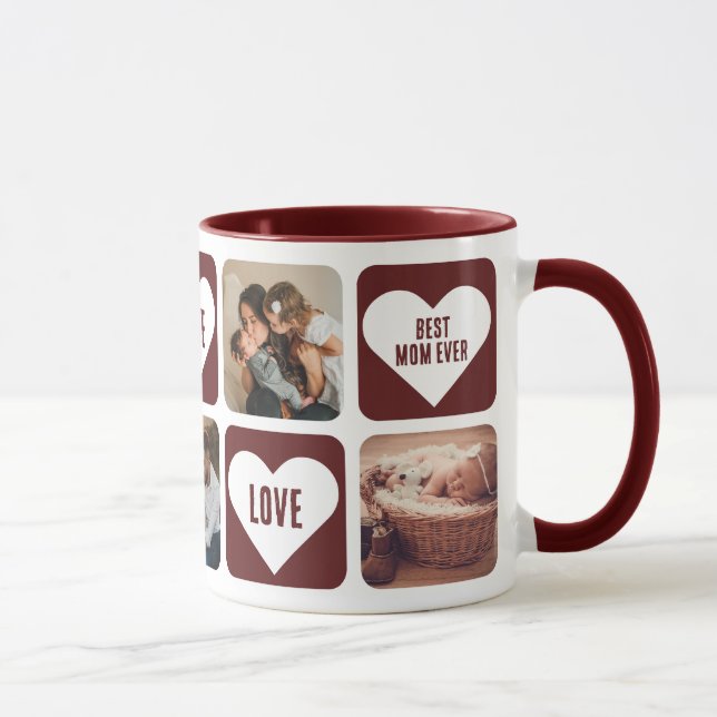 Red Liebe Heart Foto Beste Mama je Tasse (Rechts)