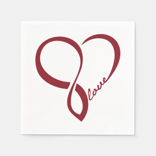 Red Liebe Heart Wedding Party Paper Napkins Set Serviette (Vorderseite)