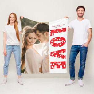 Red Liebe Hearts Couples Foto Valentines Fleecedecke