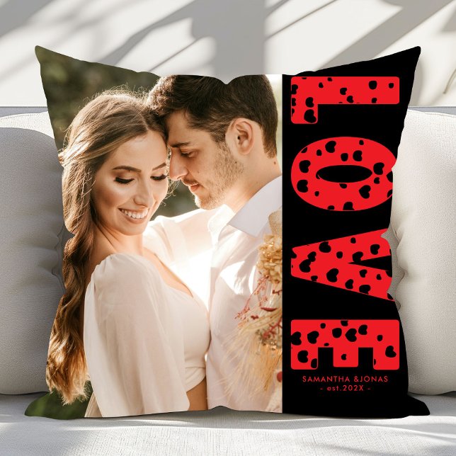 Red Liebe Hearts Couples Foto Valentines Kissen (Von Creator hochgeladen)