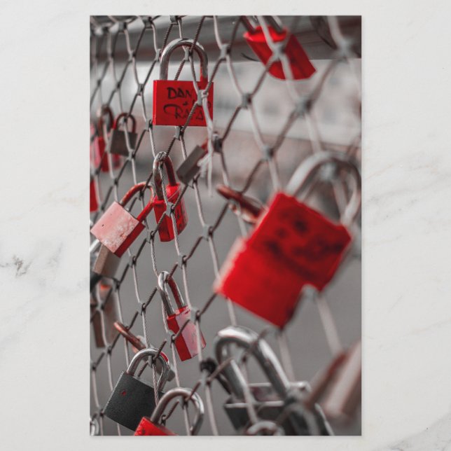 Red Liebe Padlocks Briefpapier (Vorderseite)