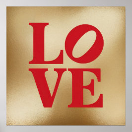 Red LIEBE Square Poster