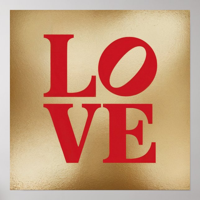 Red LIEBE Square Poster (Vorne)