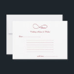 Red Liebe Unfinity Wedding Wishings & Advice Cards Hinweiskarte<br><div class="desc">Einfache,  elegante und klassische Red Liebe Unfinity Wedding Wings & Advice Cards. Ideal für Hochzeiten,  Brautpartys,  Hochzeitsessen und Hochzeitsfeiern. Passen Sie den Text an,  damit er Ihren Bedürfnissen zur Party-Feier entspricht.</div>