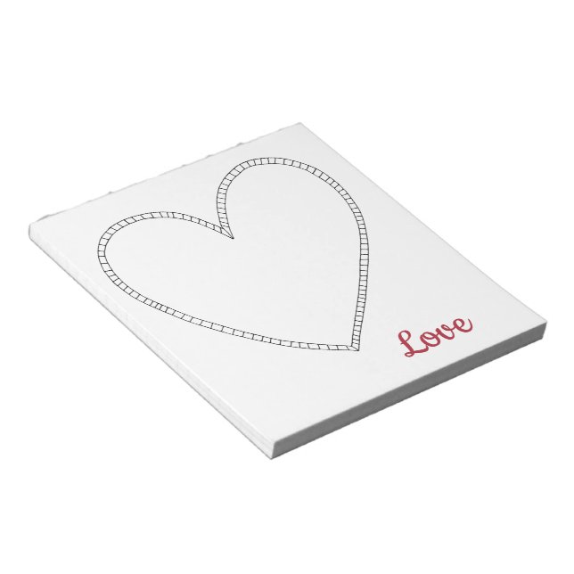 Red Liebe White Heart Notizblock (angewinkelt)