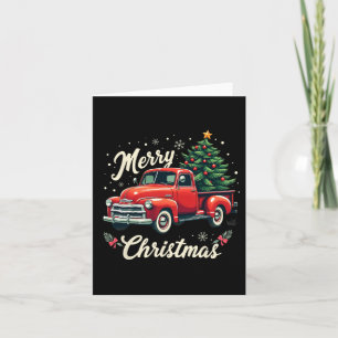 Red Lieferwagen Truck Frohe Weihnachtsbaum Winterf Karte