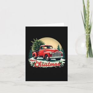 Red Lieferwagen Truck Frohe Weihnachtsbaum Winterf Karte