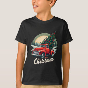Red Lieferwagen Truck Frohe Weihnachtsbaum Winterf T-Shirt