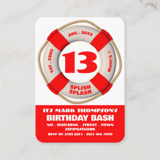 Red Life Ring, Pool Party Geburtstagskarten Ticket