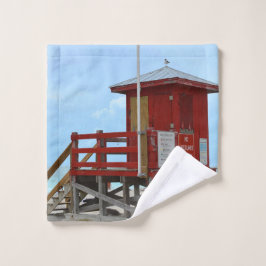 Red Lifeguard Tower No Lifeguard Waschlappen