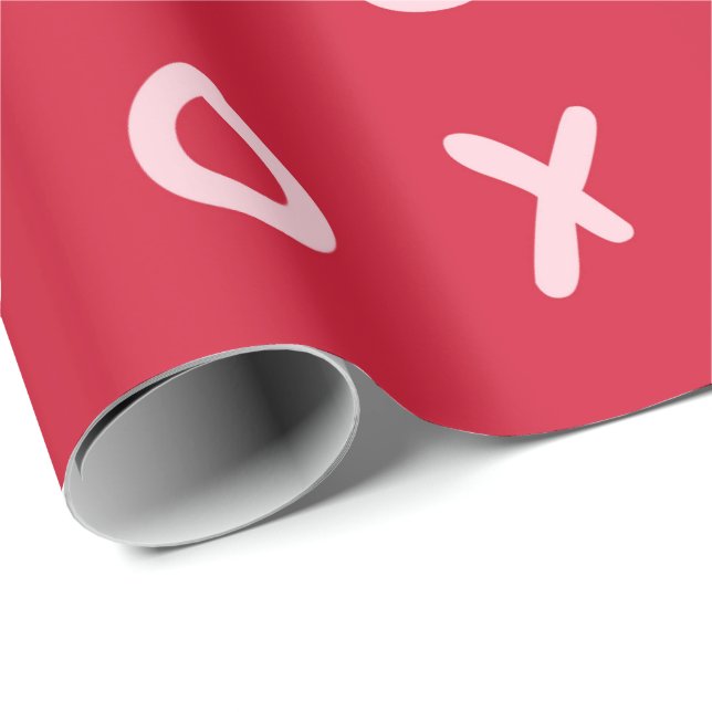 Red & Light Pink X O XO XO Niedlich Geschenkpapier (Rolleneckpunkt)