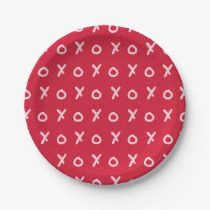 Red & Light Pink X O XO XO Niedlich Pappteller