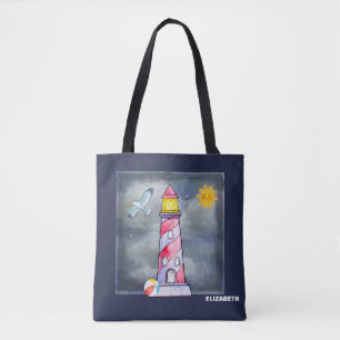 Red Lighthouse mit einem Stormy Background Custom Tasche