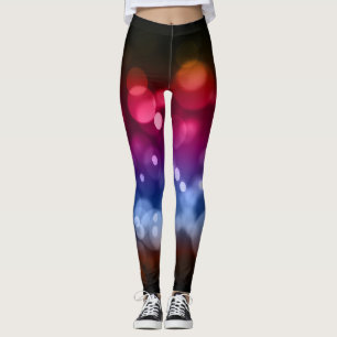 Red, Lila, Blue & Brown Bokeh-Muster Leggings