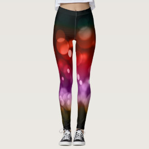Red, Lila & Brown Bokeh-Muster Leggings