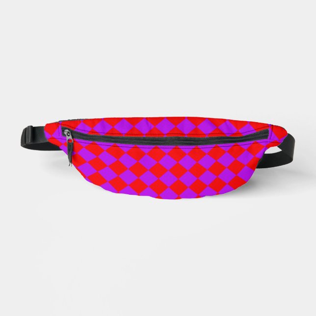 Red Lila Schachbrett Diamond Pattern Bauchtasche (Vorderseite)