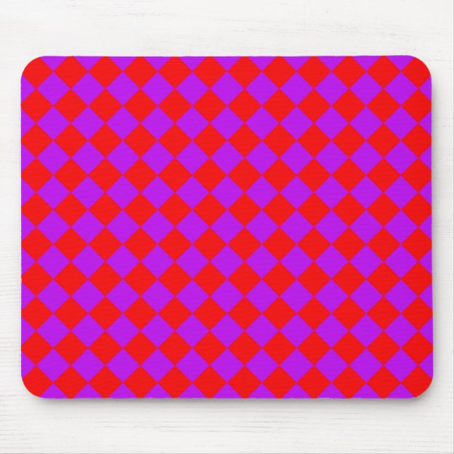 Red Lila Schachbrett Diamond Pattern Mousepad (Vorne)