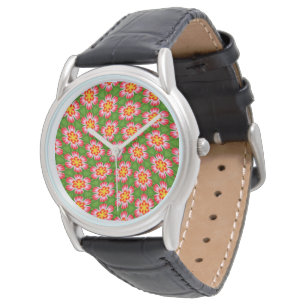 Red Lilies Pattern Armbanduhr