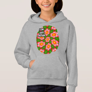 Red Lilies Pattern Hoodie