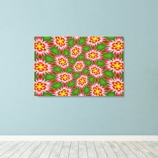 Red Lilies Pattern Leinwanddruck (Insitu (Holzboden))