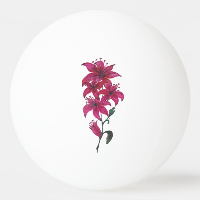 Red Lilies Watercolor Tischtennisball (Vorderseite)