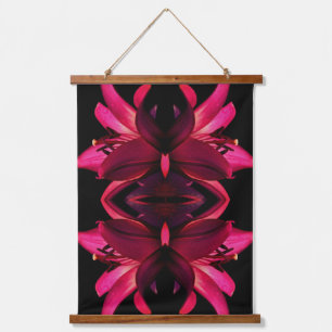 Red Lily Blume Art Abstrakt Wandteppich Mit Holzrahmen