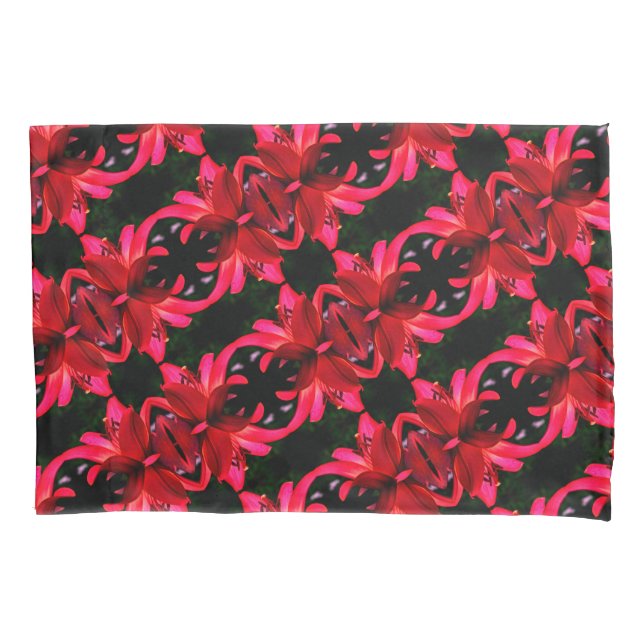 Red Lily Floral Abstrakt Art Muster Kissenbezug (Vorderseite)
