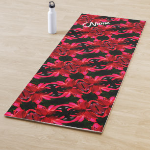 Red Lily Floral Abstraktes Muster Personalisiert Yogamatte
