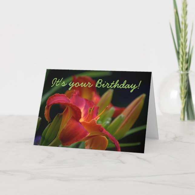 Red Lily Flower Garden Carte d'anniversaire (Devant)