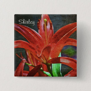 Red Lily Textured by Shirley Taylor Button