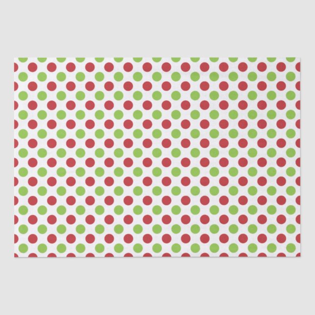 Red & Lime Green Polka Dots Seidenpapier (Vorderseite)