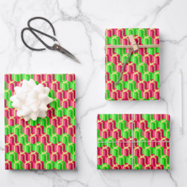 Red Limon Kelly Green Gold Fun Muster Weihnachten Geschenkpapier Set