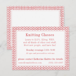 RED LINE KNIT "Strickkurse" Postkarte