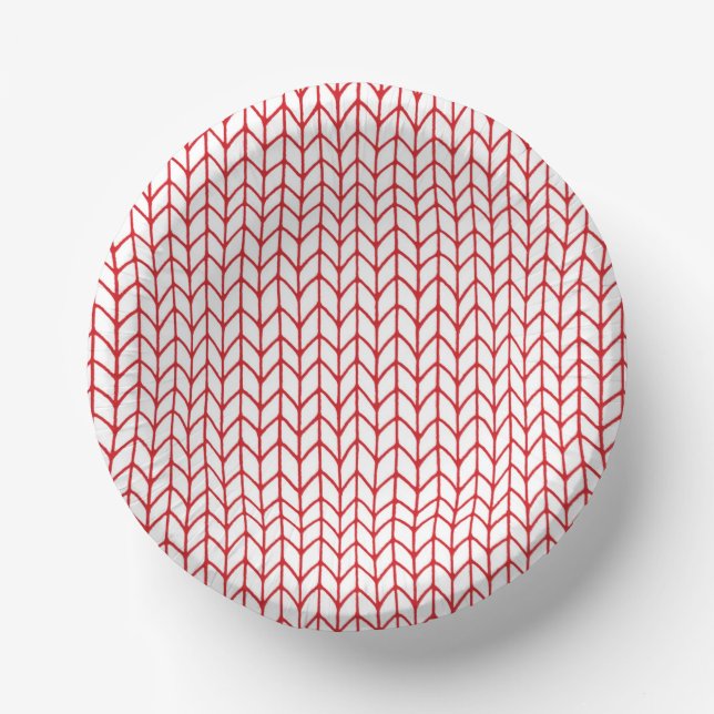 RED LINE STRICK Paper Bowls Pappteller (Vorderseite)