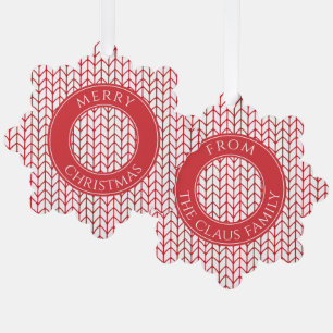RED LINE STRICK Snowflake Paper Geschenk Tag Ornam Ornament Karte