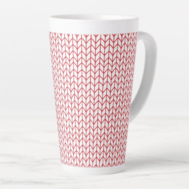 RED LINE STRICK Tall Latte Tasse (Rechte Ecke)
