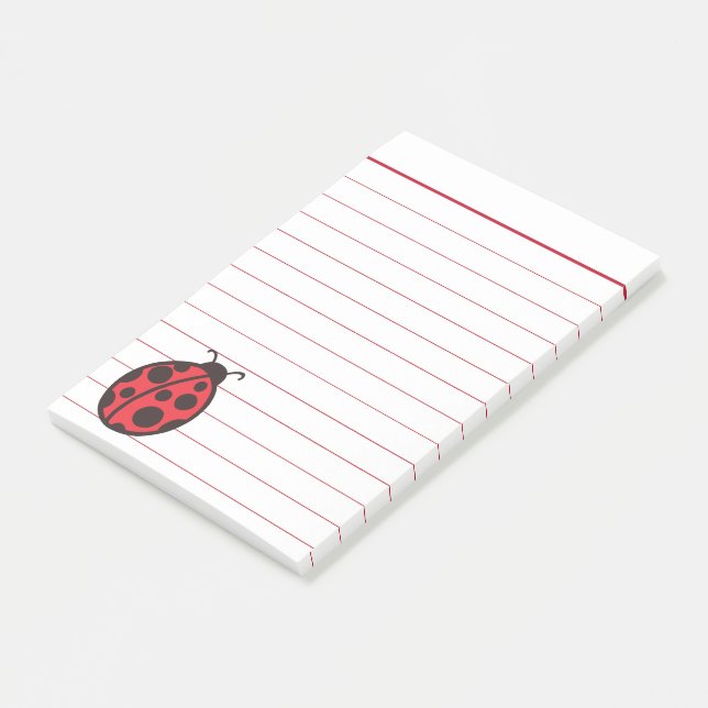 Red Lined Ladybug Post It Notes Post-it Klebezettel (angewinkelt)