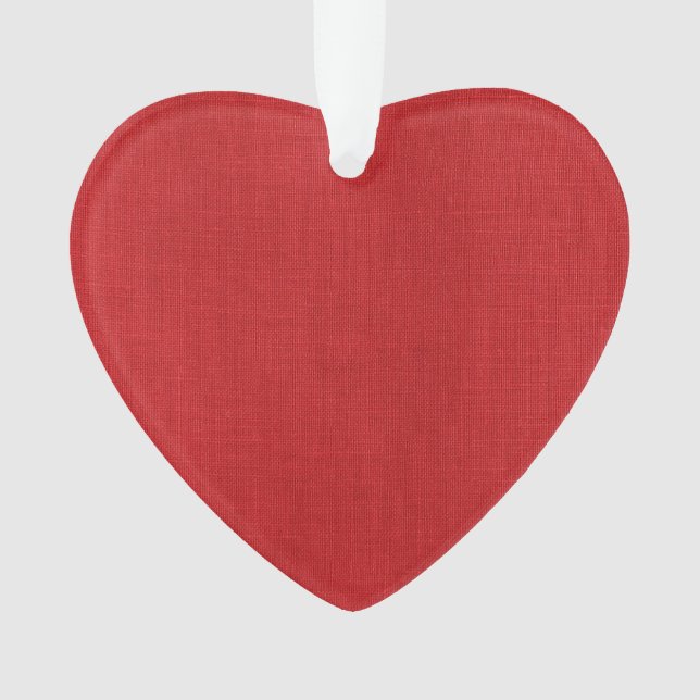 Red Linen Texture Foto Ornament (Vorderseite)