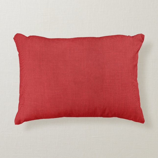 Red Linen Texture Foto Zierkissen (Vorderseite)