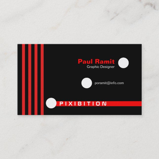 Red Lines White Dos Retro Business Card Visitenkarte (Vorderseite)
