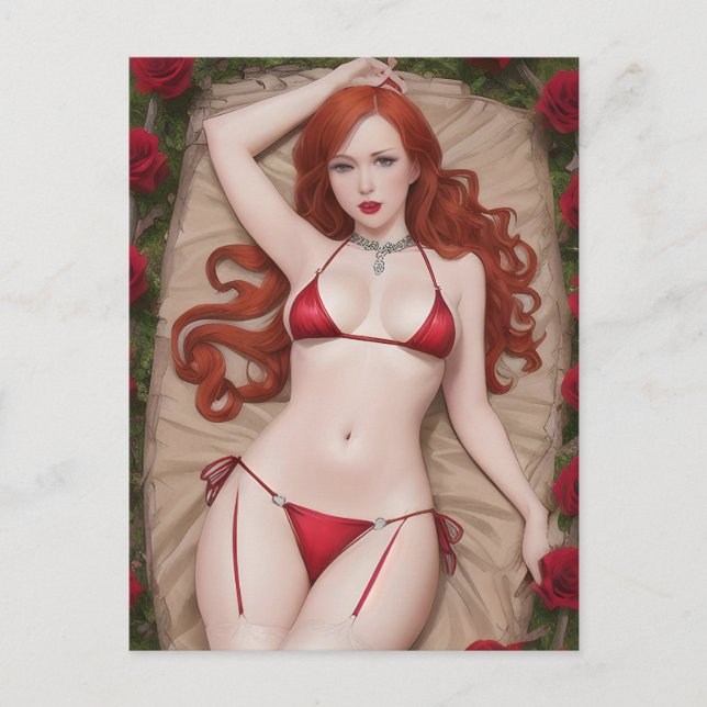 Red Lingerie Postcard Postkarte (Vorderseite)