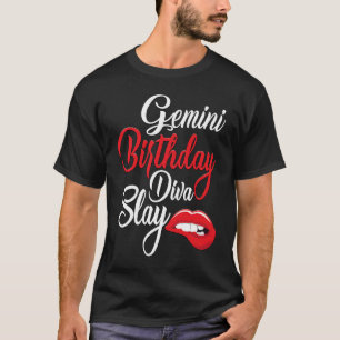 Red Lip Print Gemini Königin May Girl Juni BIrthda T-Shirt