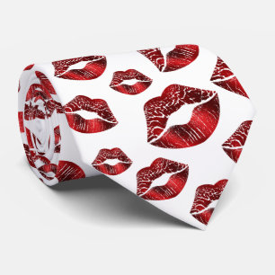 Red Lips Baiser Motif Valentine's Day Cravate