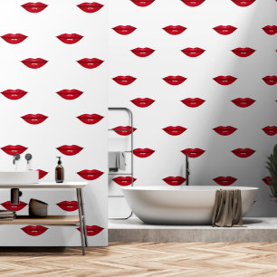 Red Lips benutzerdefinierte Farbe Weiß Tapete