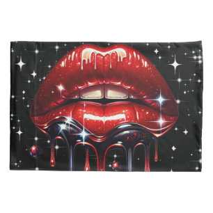 Red Lips Drilling Glitzer Glam Sparkle Kissenbezug