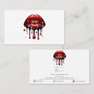 Red Lips Driving Glitzer Glam Makeup Artist Visitenkarte