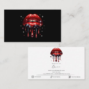 Red Lips Driving Glitzer Glam Makeup Artist Visitenkarte