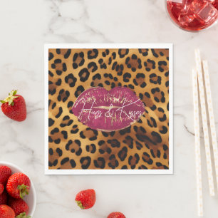 Red Lips Kiss Leopard Serviette